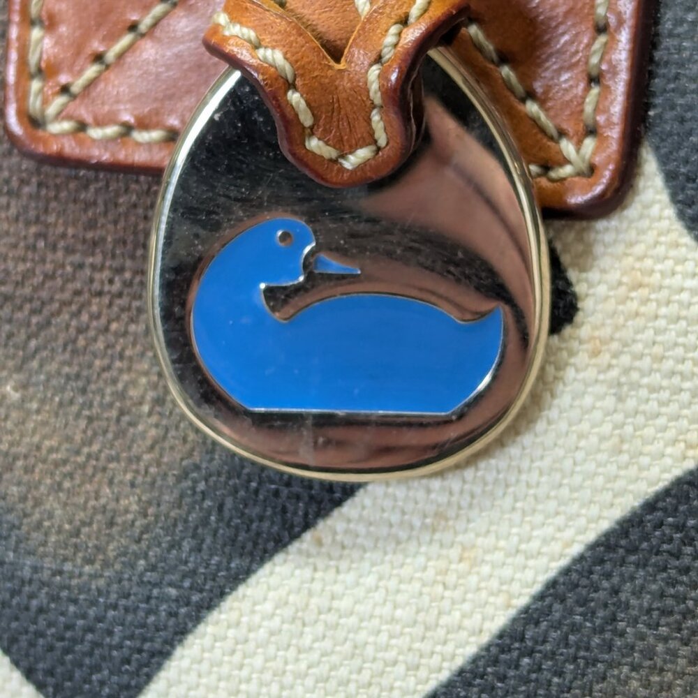 Dooney & Bourke Giraffe on canvas w/leather & blue duck. EUC. - Picture 3 of 8